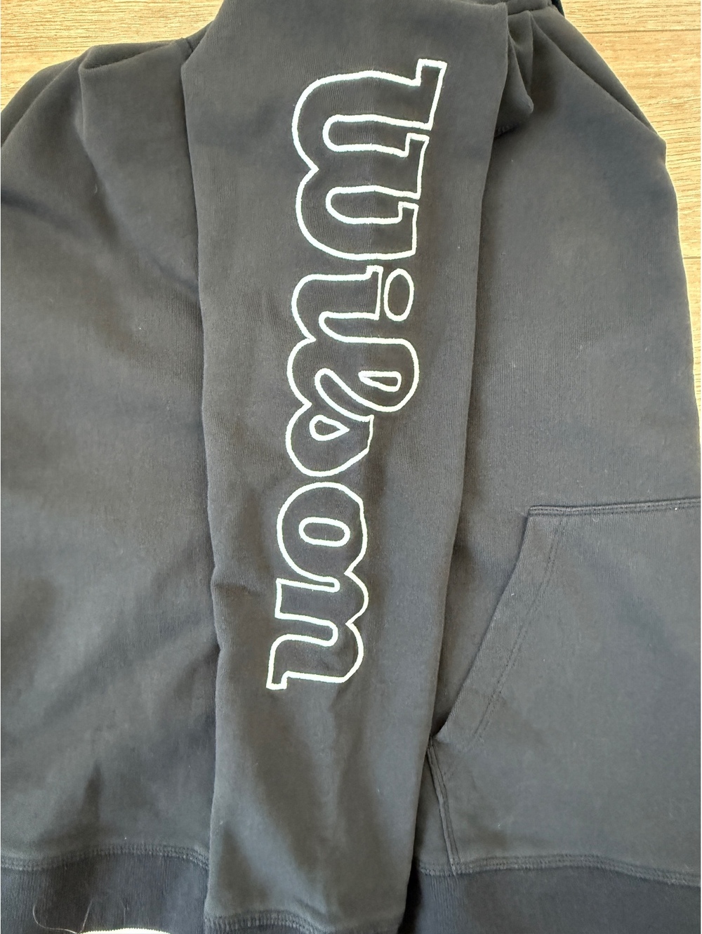New Wilson Black Full Zip Hoodie with White Accents and Logo on Sleeve | Size M - Picture 5 of 7